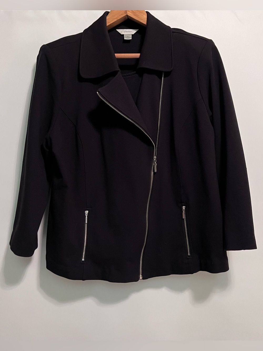 CJ Banks Black Asymmetric Zip Moto-Style Jacket